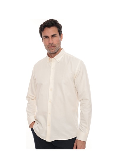 Slim Fit Uzun Kol Pamuklu Hediye Kutulu Kolay Ütülenebilir Erkek Gömlek Fs-002225 - Krem-3167