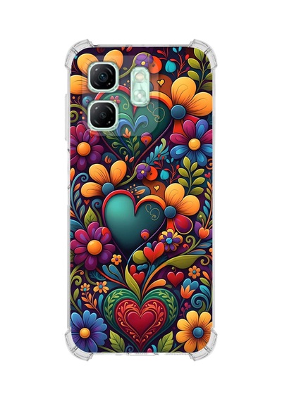 Printify İnfinix Hot 50i İle Uyumlu Düşlerin Dansı Serisi Çiçeklerin Dansı Tasarımlı Uv Baskılı Köşe Korumalı Antişok Kılıf Şeffaf