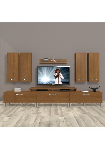 Decoraktiv Ekoflex 8d Slm Krom Ayaklı Tv Ünitesi Tv Sehpası Ceviz