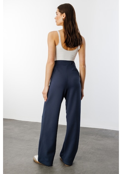 Genius Store Beli Cırtlı Rahat Palazzo Pantolon Cırtlı-pantolon Füme