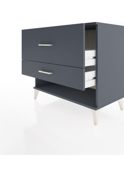 Hyperion Şifonyer 2 Çekmeceli 88x44x80 Antrasit-antrasit Antrasit