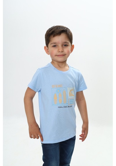 Toontoy Kids Toontoy Erkek Çocuk Surf Tema Baskılı Tişört Mavi