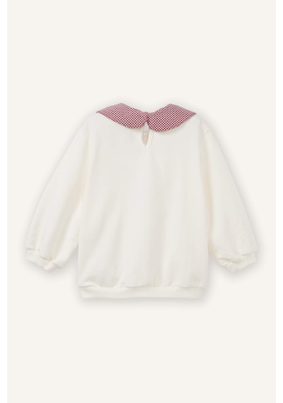 Defacto Regular Fıt Büyük Yaka Floral Kalın Sweatshirt Kumaşı Sweatshirt Kız Bebek G8154a526sper99 Ekru-er99