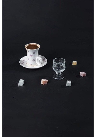 Ayaklı Kahve Yanı Bardağı Kristal Kesim Shot Bardak 7cm X 4 Cm 6 Lı Set Şeffaf