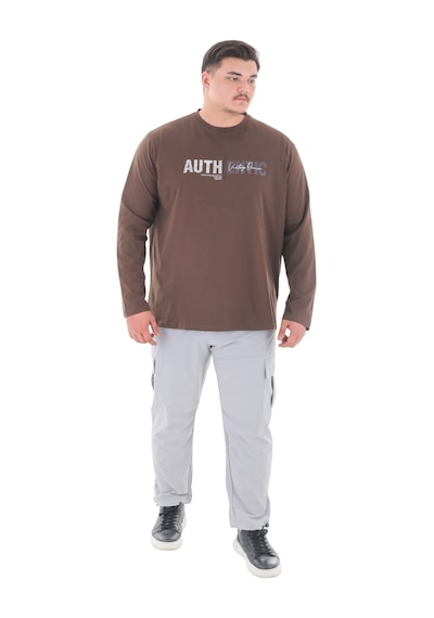 Erkek 115-155 Kilo Arası İçin Uygun Uzun Kol Bisiklet Yaka Mevsimlik Baskılı İnce Sweatshirt Kahverengi Erkek 115-155 Kilo Arası İçin Uygun Uzun Kol Bisiklet Yaka Mevsimlik Baskılı İnce Sweatshirt Kahverengi