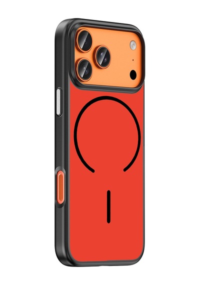iPhone Uyumlu 17 Pro Kılıf M-safe Şarj Özellikli Ata Lora Pc Kapak - Kırmızı-gri Çok Renkli