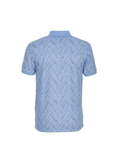 Erkek Polo Yaka Tişört Mavi Slim Fit Ribanalı Kol Pamuklu Baskılı T-shirt Ncs Jeans 1254-mavi Mavi