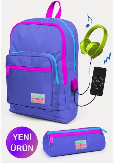 Lavanta Coral High Kids Usb'li 2'li Okul Çanta Seti Goset0223803