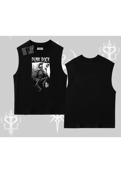 Startmore Startmore Kolsuz Tshirt Punk Rock Chaos Skeleton Riot Siyah