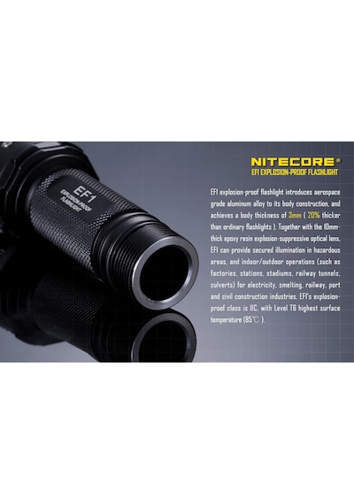 Nitecore Ef1 Explosion Proof 830  Lümen El Feneri Siyah