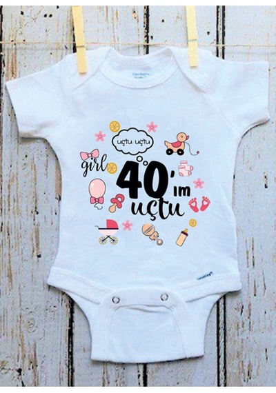 Babylimon 45 Günlük Oldum Baskılı Bebek Body Beyaz - 132151603 Beyaz