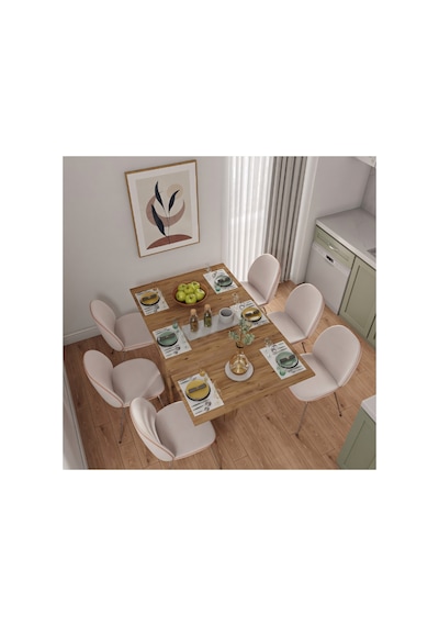 Pratik Katlanır - Açılır Kapanır Dikdörtgen Mutfak Yemek Çalışma Masası - 145 Cm X 90 Cm - %100 Mdf Atlantik - Çam