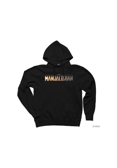 The Mandalorian Logo Siyah Kapşonlu Sweatshirt Hoodie Siyah