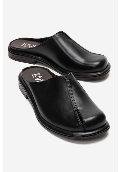 Luvishoes Tansy Siyah Cilt Hakiki Deri Önü Kapalı Kadın Terlik
