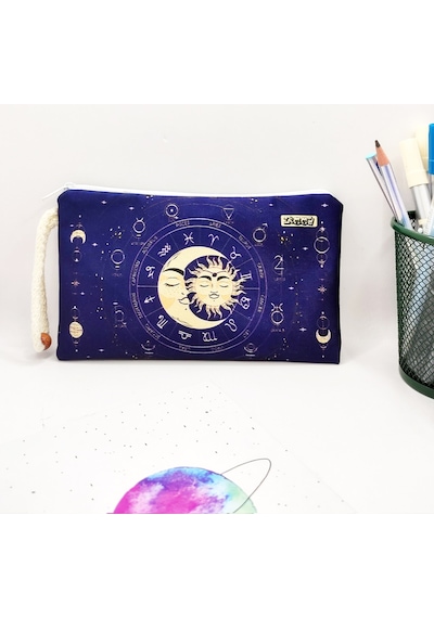 Tarot Desenli Kalem Kutusu Yıkanabilir Bez Kalemlik