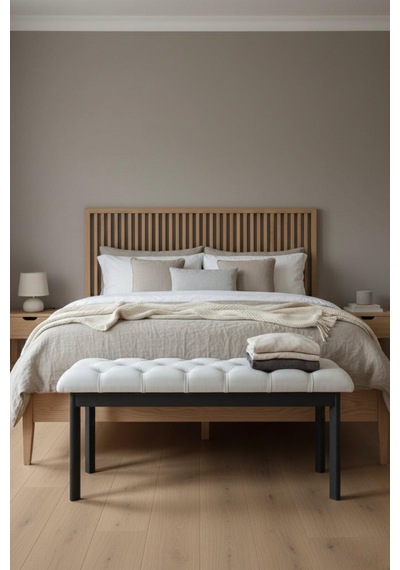 Loft Kapitone Döşeme Metal Ayaklı Puf & Bench - 105x40 Cm Bej