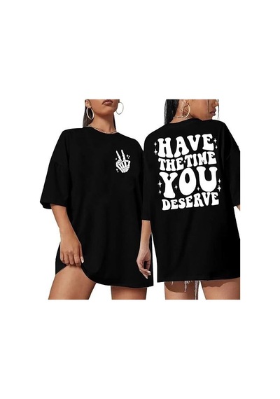 Hazego Bisiklet Yaka Kısa Kol Baskılı T-shirt - Siyah