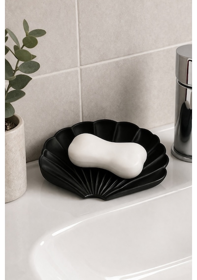 2'li Siyah Silikon Gider Kapağı Ve İstiridye Sabunluk Seti Su Giderli Banyo Mutfak Organizer