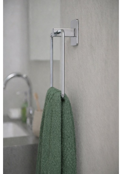 Sas Haus Yapışkanlı Krom Kare Havluluk Duvar Tipi Delme Gerektirmez Banyo Havlu Askılığı S-130 - Ktk Kont Serisi