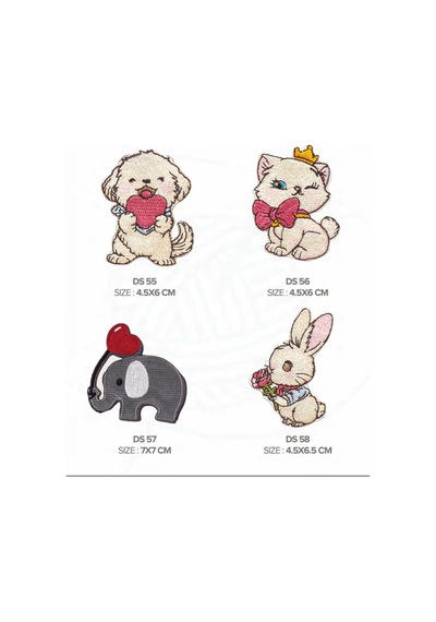 Ütü İle Yapışan Arma-patch-yama Fil-kalpli Fil-kedi-tavşan-köpek 4'lü Set - 837268365