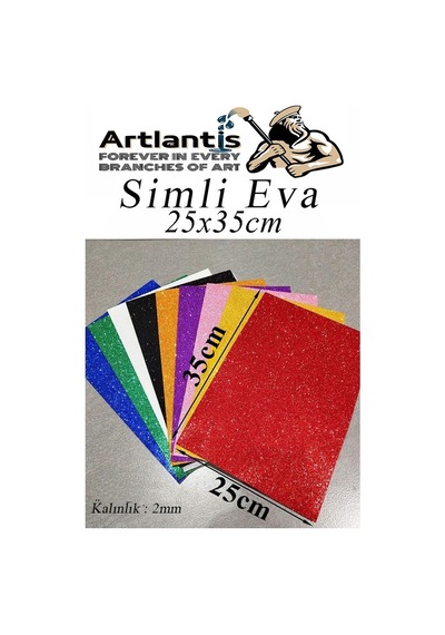 Simli Eva 25x35 Cm 10 Renk 1 Paket Simli Eva Süngeri 10'lu Okul Kreş Anasınıfı Elişi Etkinlikleri