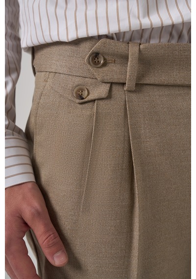 Morven Erkek Bej Poliviskon Trend Desenli Slim Fit Çift Pile Pantolon 26ms003010653 Bej