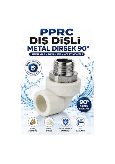 Pprc Dış Dişli Metal Dirsek 90 Pirinç Erkek Dişli Pp-rc Su Tesisat Bağlantı Parçası Sızdırmaz, Yü Çok Renkli