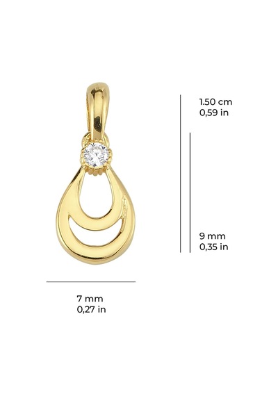 14 Ayar Altın Tek Taşlı Damlı Kolye Ucu 0,68 Gr-3300