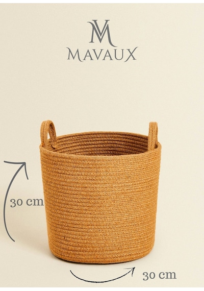 Mavaux Çok Amaçlı, 30cm-30cm Orta Boy, Yanları Saplı, Sepet, Jüt, Hasır, Dokuma Sepet, Düzenleyici Jütküçük
