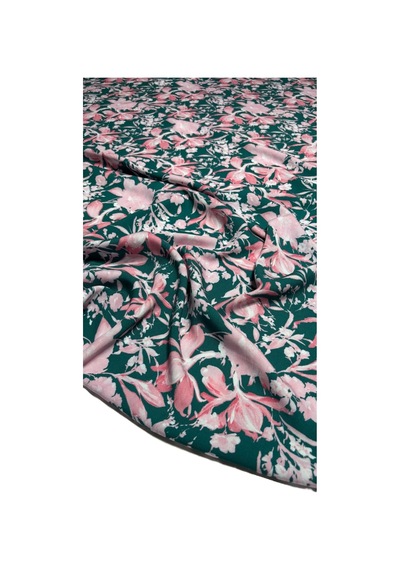 Belmando Viskon Kumaş 150 Cm En Elbiselik Dökümlü Yumuşak Dokulu 6000 -9 Yeşil-pembe