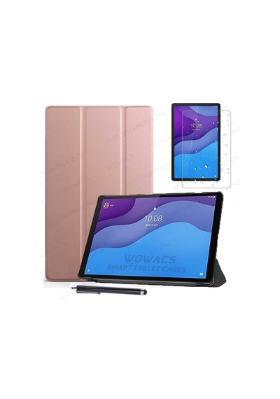 Lenovo Tab M10 Hd 2.nesil Tb-x306f Kılıf Smart Kapak Tablet Kılıfı + Ekran Koruyucu + Kalem Arka Kapak