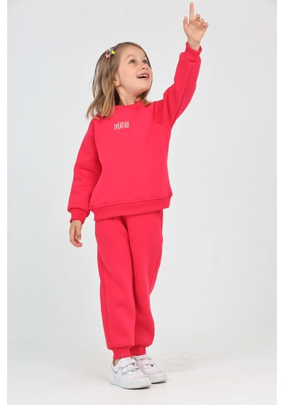Toontoy Kids Toontoy Kız Çocuk 2'li Takım Bisiklet Yaka Sweatshirt & Beli Paçası Lastikli Cepli Jogger Eşofman Altı - 3 İplik Şardonlu Fuşya Toontoy Kids Toontoy Kız Çocuk 2'li Takım Bisiklet Yaka Sweatshirt & Beli Paçası Lastikli Cepli Jogger Eşofman Altı - 3 İplik Şardonlu Fuşya