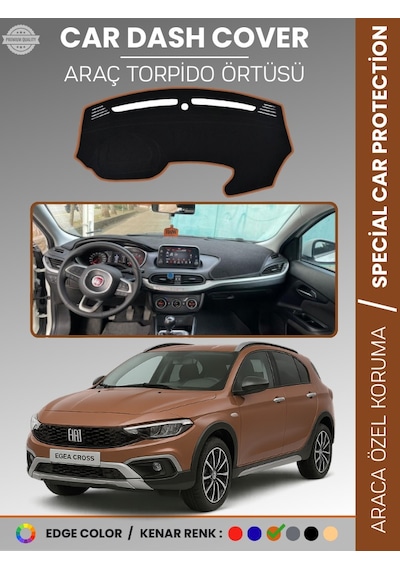 Fiat Egea Cross 2020+ Ekranlı Torpido Örtüsü Ön Göğüs Koruma Torpido Koruma Tam Uyum Kolay Montaj - 638 Stiloto