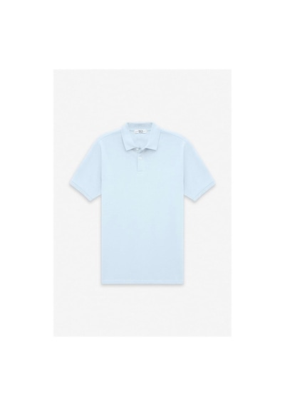 Süvari Buz Mavi Slim Düz Baskısız Pike Düğmeli Polo Yaka Tişört Sts1014000019-m01