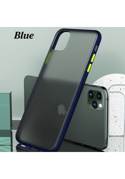 Apple Uyumlu iPhone 11 Kılıf Mat Yüzey Renkli Kenar Silikon Siyah