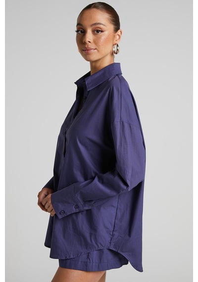 Seeh Mor Oversize Basic Kadın Gömlek Sh268
