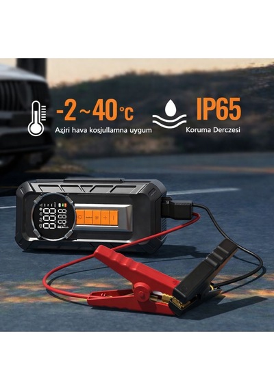 8000 Mah Akü Takviye & Hava Kompresörü 1000a Güç, 150 Psı Dijital Şişirme Cihazı