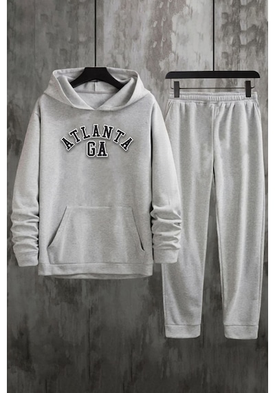 Uyguntarz Unisex Atlanta Baskılı Eşofman Takımı Gri
