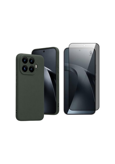 Xiaomi Mi 17t İle Uyumlu Soft Yumuşak Telefon Kılıfı Ve Hayalet Privacy Ekran Koruyucu Seti Koyu Yeşil