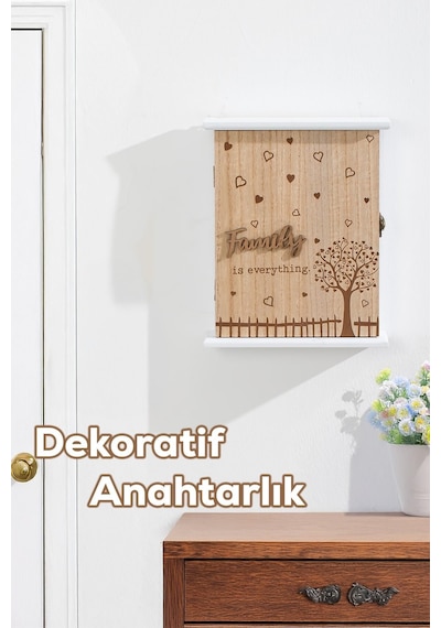 Porsima 2072 Duvara Montajlı Dekoratif Anahtarlık Dolabı - Duvar Askılı Anahtar Saklama Kabini 18,5x25,5cm
