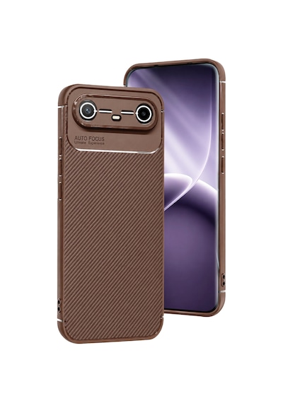 Uryport Tecno Spark Slim 5g Auto Focus Karbon Kapak - Kahverengi