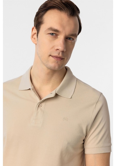 Süvari Bej Slim Fit Düz Polo Yaka Tişört