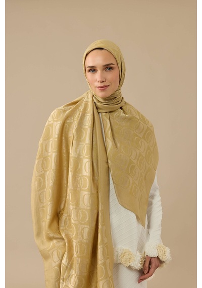 İmannooor Dama Desen Gold Naia Pamuk Şal 70x200