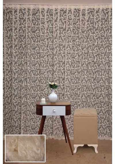 Sultan 2 Model Krem Renk Hazır Dikilmiş Pileli Fon Perde 300x260