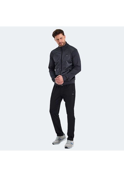 Slazenger RECOGNIZE Erkek Fermuarlı Dik Yaka Cepli Koyu Gri Eşofman Takımı