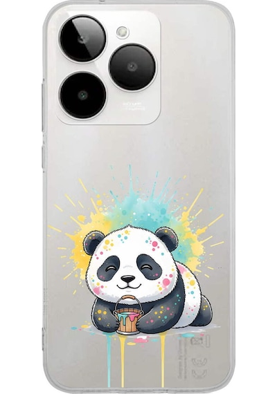 General Mobile Era 30 İle Uyumlu Splash Panda Tasarımlı Şeffaf Silikon Kılıf 051i