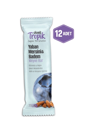 Yaban Mersini Ve Badem Aromalı Meyve Bar 35 G Meyve İçeren Pratik Atıştırmalık 12 Adet