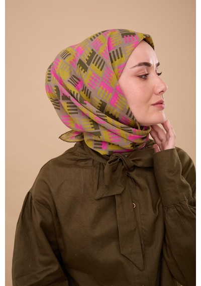 Silk Home Yaz Esintisi Eşarp 150001-06 Yeşil Kahve, Asit, Pembe, Kına Yeşili