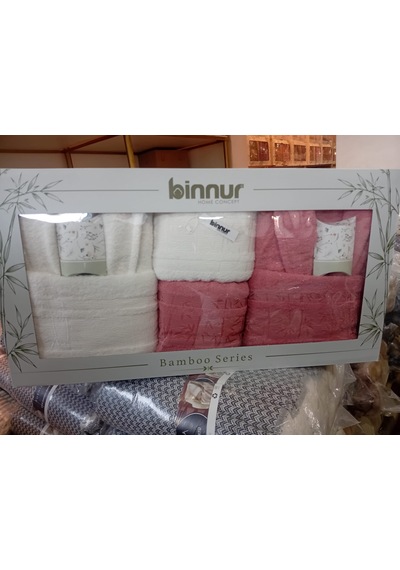 Yünteks Binnur Bamboo 8 Parça Aile Bornoz Takımı / %100 Pamuk / Aile Seti / Çeyizlik / Günlük / Modern / 1.kalite Beyaz - Pembe Yünteks Binnur Bamboo 8 Parça Aile Bornoz Takımı / %100 Pamuk / Aile Seti / Çeyizlik / Günlük / Modern / 1.kalite Beyaz - Pembe