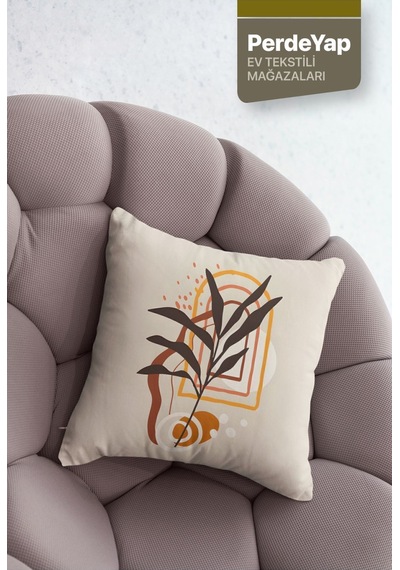 Bohem Duvar Tabloları Yapraklar Desenli 4lü Dijital Baskılı Kırlent Kılıfı 43 X 43 Cm Krem 044 Krem-hardal